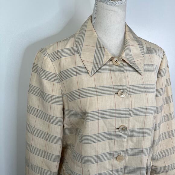 Vintage BCBG Maxazria Silk Blazer Striped Windowpane - Picture 2 of 13